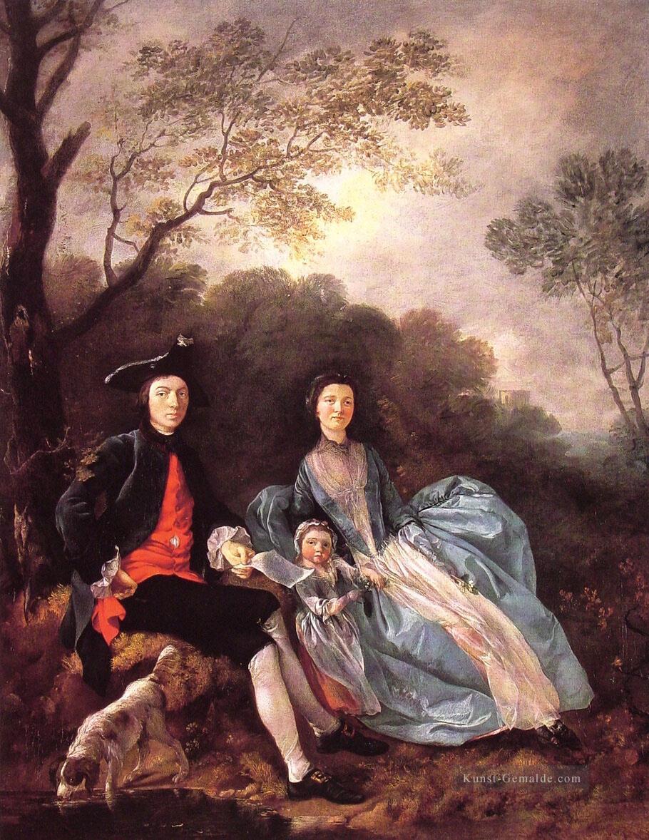 Porträt des Künstlers mit seiner Frau und Tochter Thomas Gains Ölgemälde